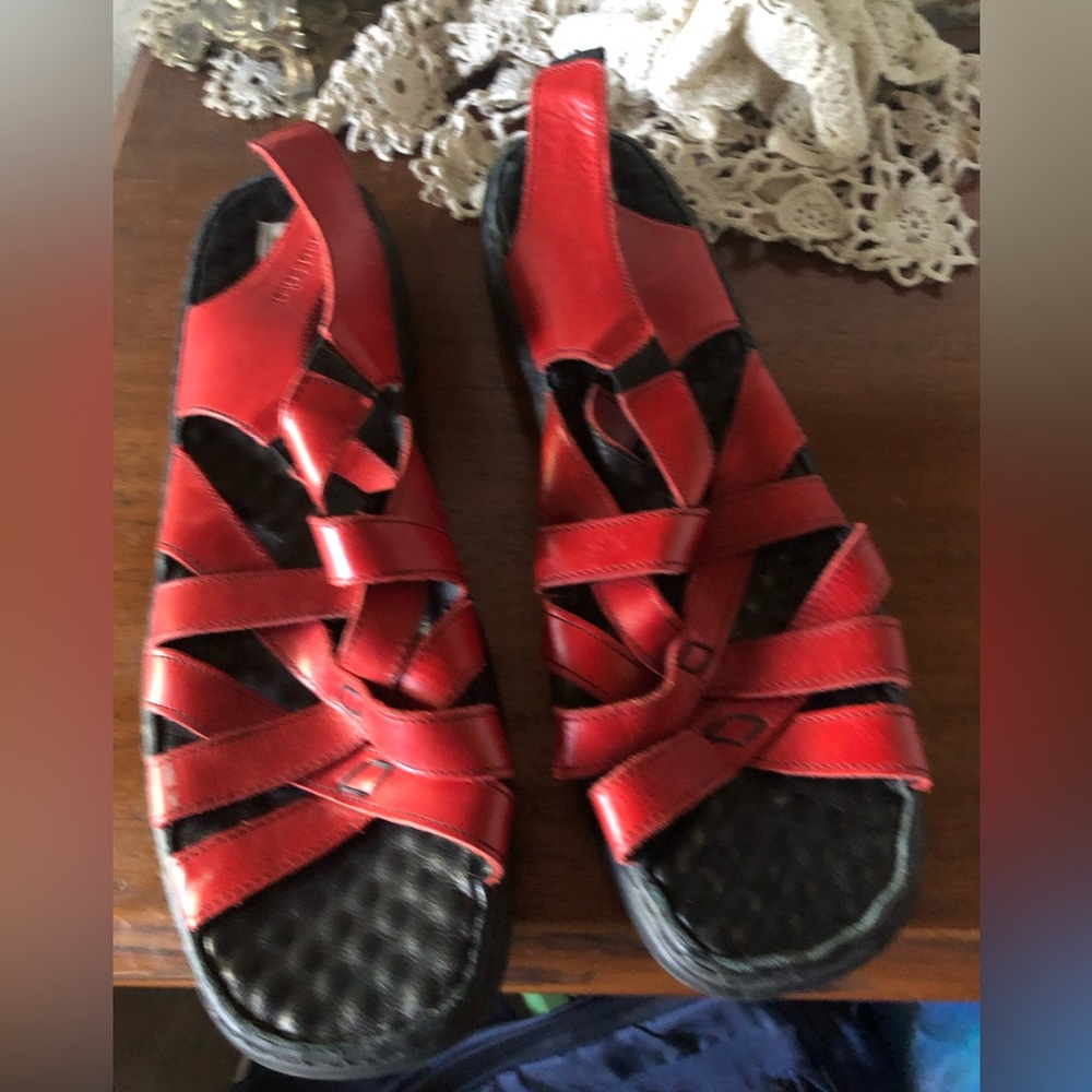 🌴Red Strappy Leather Sandals - 998 $50 or $45 w/offer